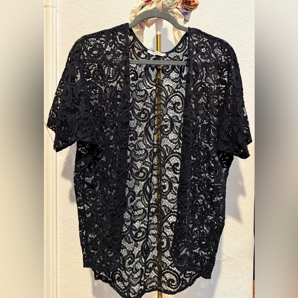 Papaya Black Lace Overlay